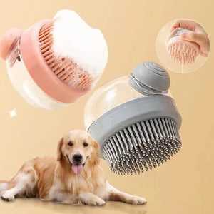 Soft Silicone Pet Bath Brush with Shampoo Dispenser – Gentle Massage and Grooming Tool