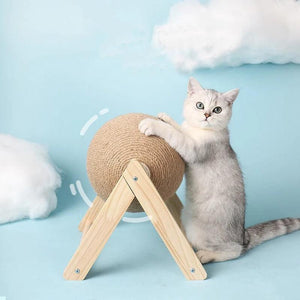 Wear-Resistant Cat Scratching Ball Toy – Sisal Rope and Wood, Protects Furniture