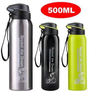 500ML Vacuum Insulated Stainless Steel Bicycle Water Bottle - Double Walled Cycling Thermo Mug with Straw