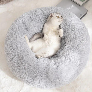 Washable Donut Dog Bed - Large Plush Round Basket for Medium and Small Dogs & Cats