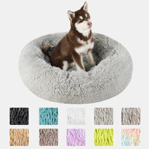 Washable Donut Dog Bed - Large Plush Round Basket for Medium and Small Dogs & Cats