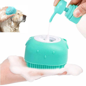 Soft Silicone Pet Bathing Brush – Shampoo Dispenser & Massager for Dogs and Cats