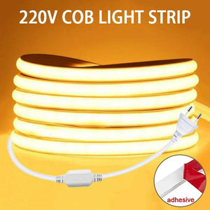 :  💡 220V LED Ribbon Strip | High Brightness COB LED with Adhesive | Waterproof Flexible Ribbon for Room & Outdoor Garden Lighting