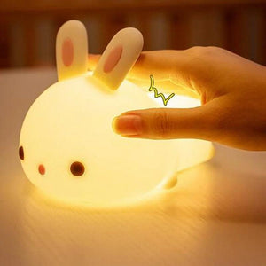 🐰 Touch Sensor RGB LED Rabbit Night Light | 16 Colors USB Rechargeable Silicone Bunny Lamp | Perfect for Children & Baby Gifts