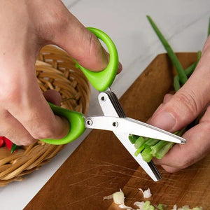 🔪 Multi-Functional Stainless Steel Kitchen Scissors | 3/5 Layer Pepper & Scallion Cutter | Efficient Chopping Tool