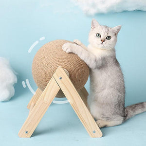 Wear-Resistant Cat Scratching Ball Toy – Sisal Rope and Wood, Protects Furniture