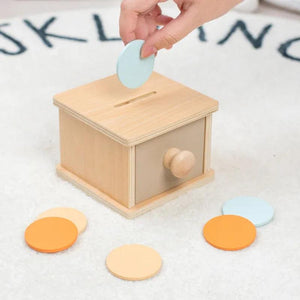 Montessori Infant Wooden Toys Coin Ball Busy Drum Color Shape Cognition Match Educational Sensory Toy Baby Teaching Aid Gifts