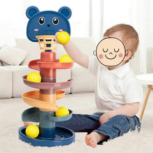 3 Layers Rolling Ball Pile Tower Rotating Track Early Educational Developmental Learning Montessori Stacking Toy Baby Gift